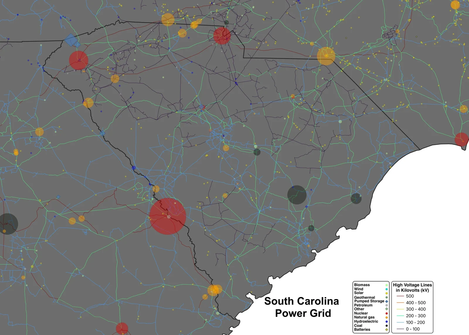 Imagen de archivo de infraestructura eléctrica en Carolina del Sur; no corresponde al evento de septiembre de 2026.