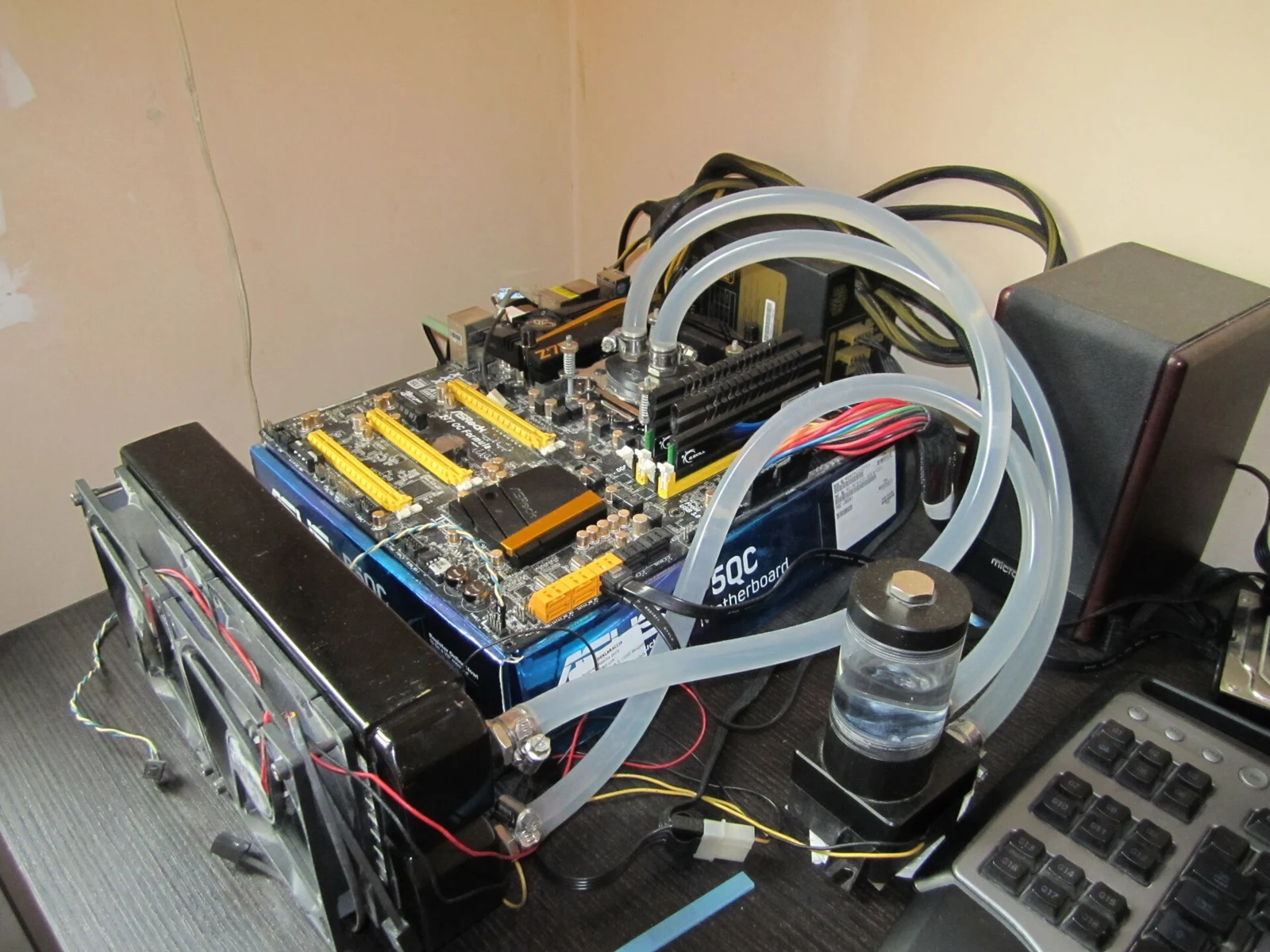 Archival computer water-cooling setup; not Shell fluid or a NVIDIA qualification test