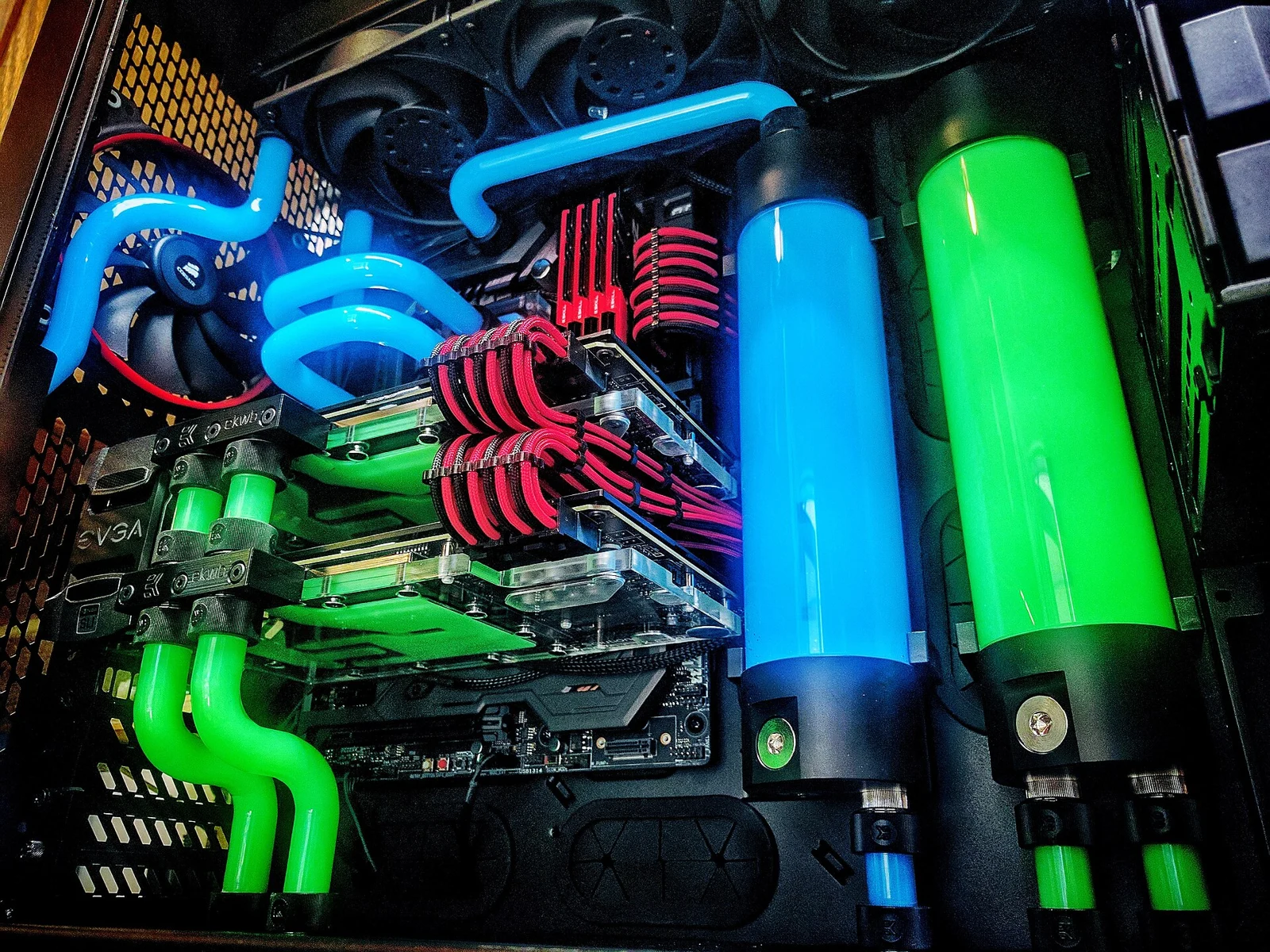 Liquid-cooling circuit inside a computer: archival photograph