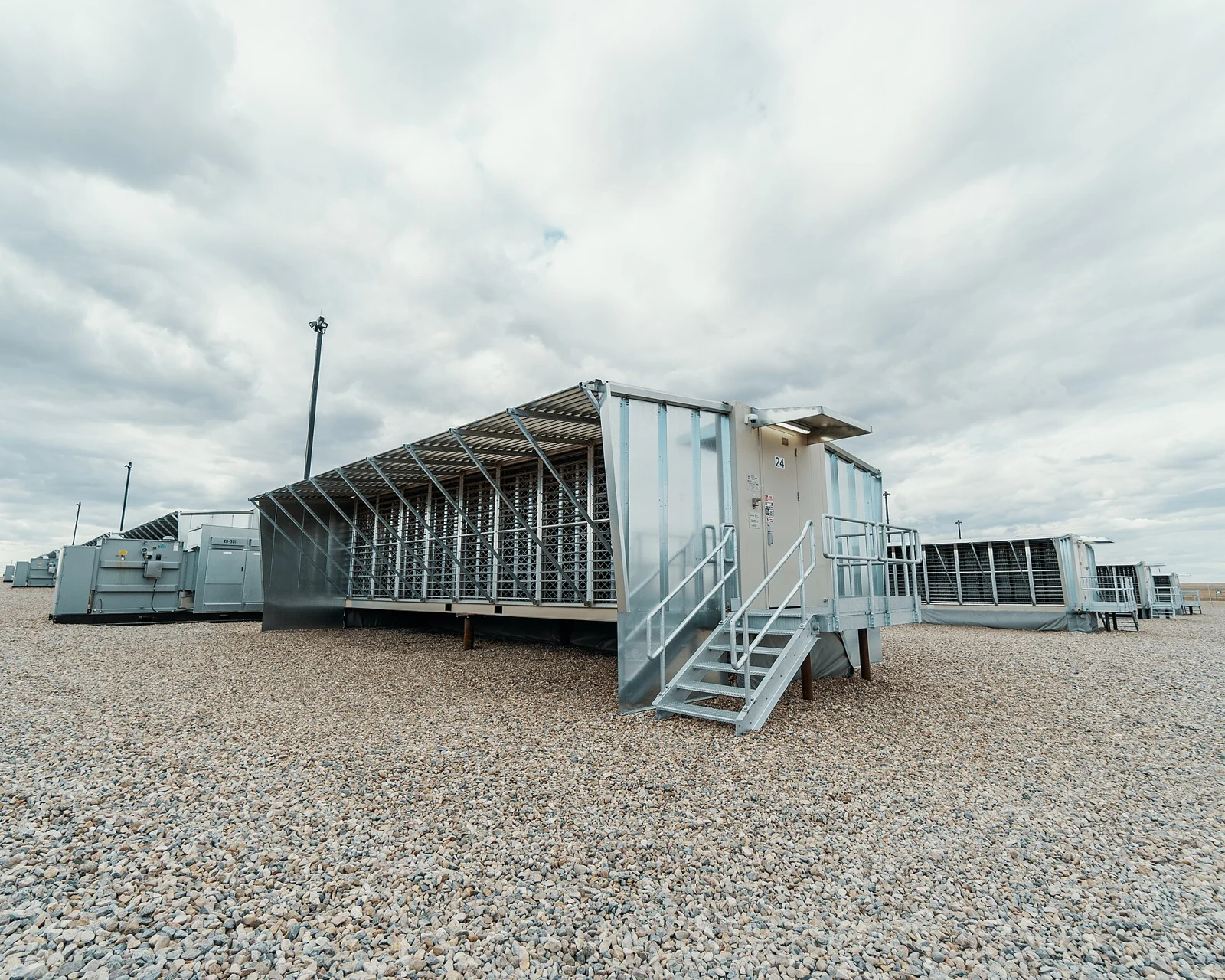 Bitfury BlockBox AC at Hut 8, Medicine Hat, photographed in 2018; not a measurement of the October 2026 network.