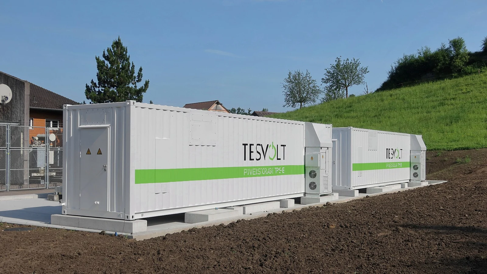 Tesvolt battery installation in Rheineck, Switzerland, photographed in 2024; not equipment from the HiTHIUM milestone.