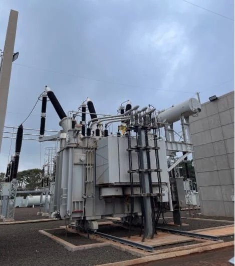 Contextual photo of a transformer at HIVE Digital’s Yguazú mining site; not documentation of participation in a demand-response program.