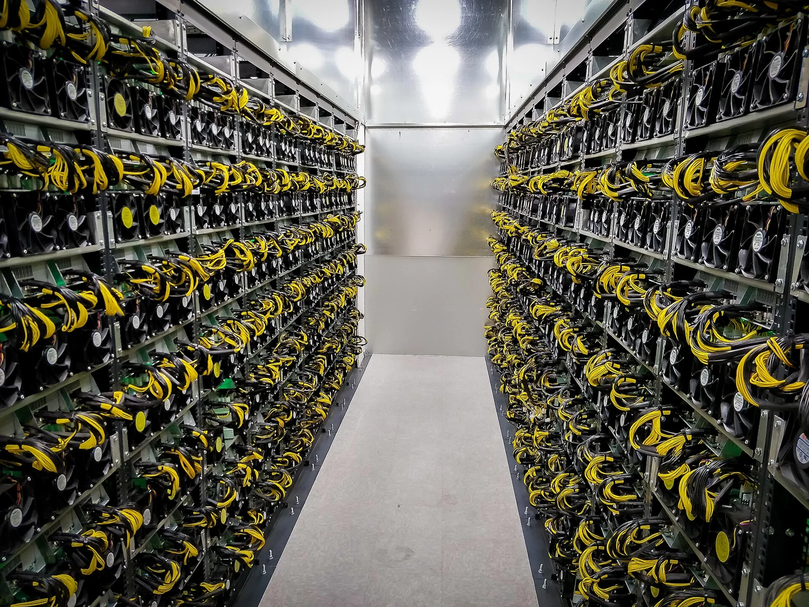 Argo Blockchain mining racks at its Mirabel facility in 2018; archival image
