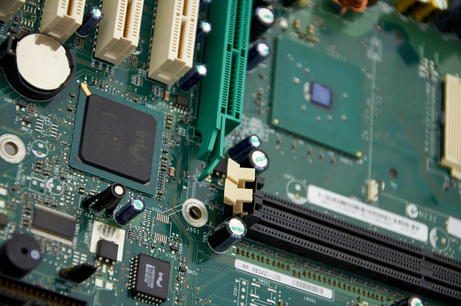 Computer motherboard close-up; archive illustration, not an ASIC control board or Braiins hardware